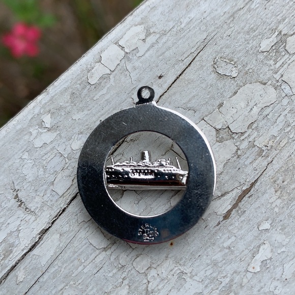 Vintage Sterling Cruise Ship Circle Disc Charm - Picture 12 of 16